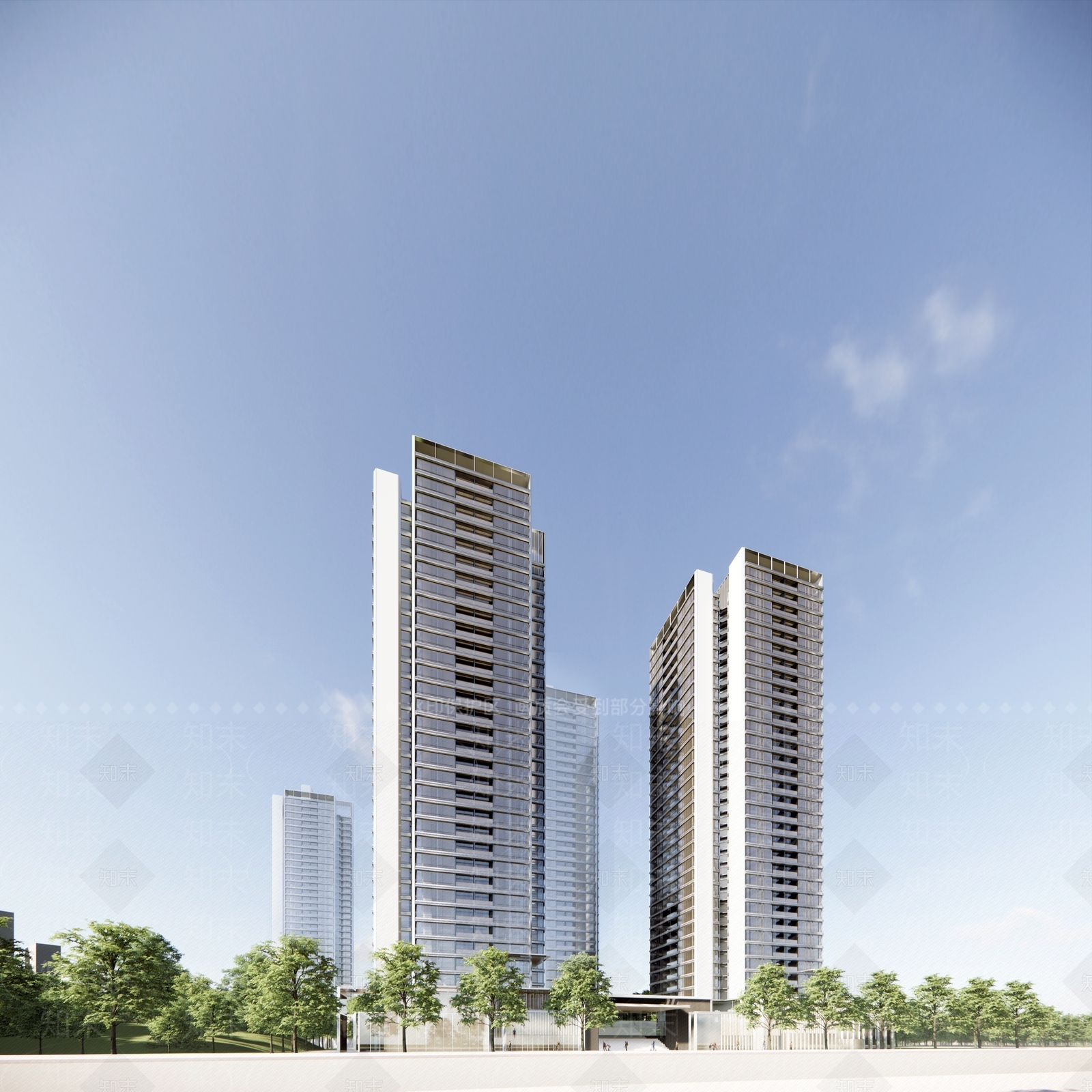 现代高层住宅SU模型下载【ID:1190366663】
