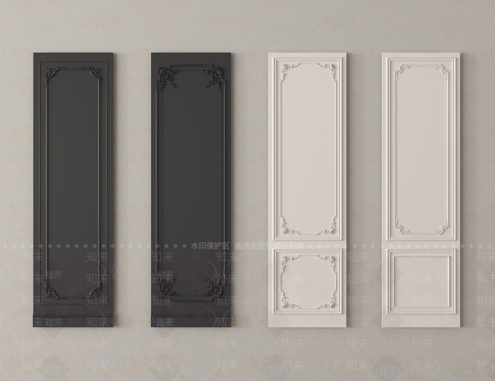 法式护墙板SU模型下载【ID:1190374960】