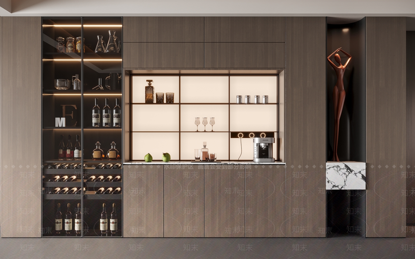 现代意式酒柜SU模型下载【ID:1190377026】