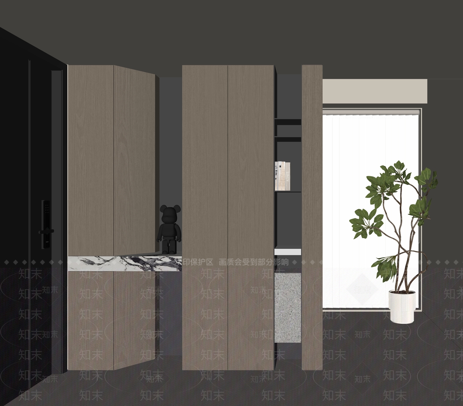 现代鞋柜SU模型下载【ID:1190378110】