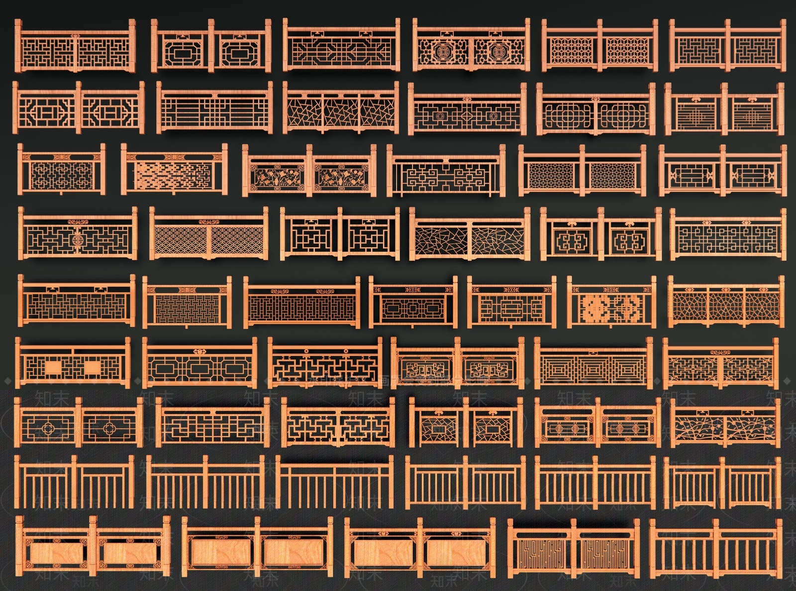 新中式围栏护栏SU模型下载【ID:1190392046】