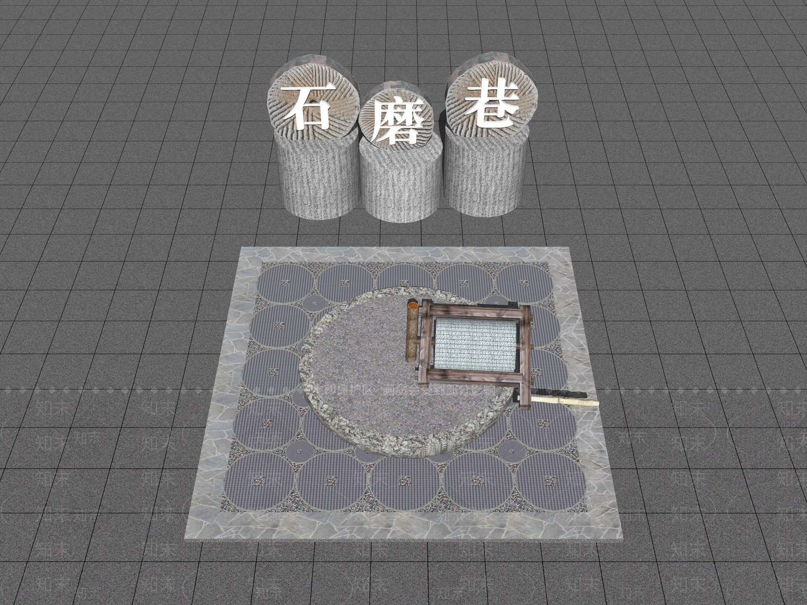 新中式庭院小品SU模型下载【ID:1190384965】