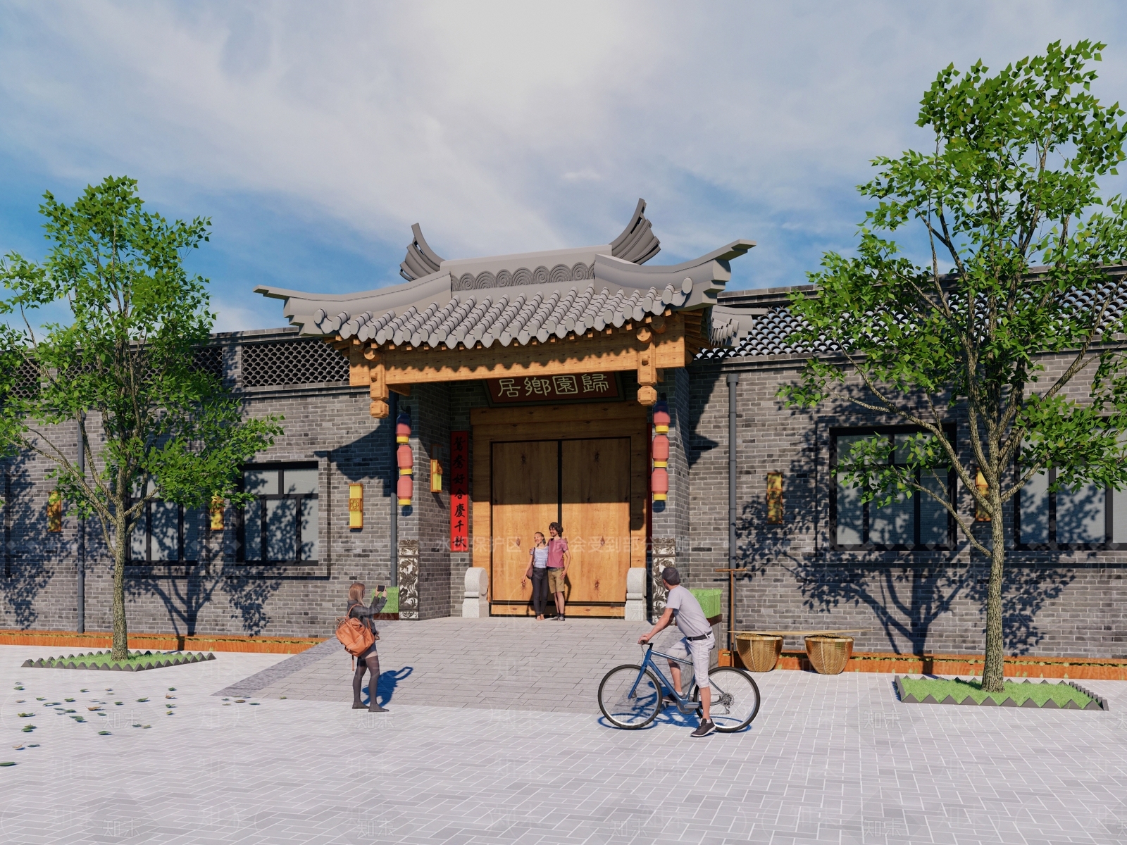 新中式庭院门SU模型下载【ID:1190386266】