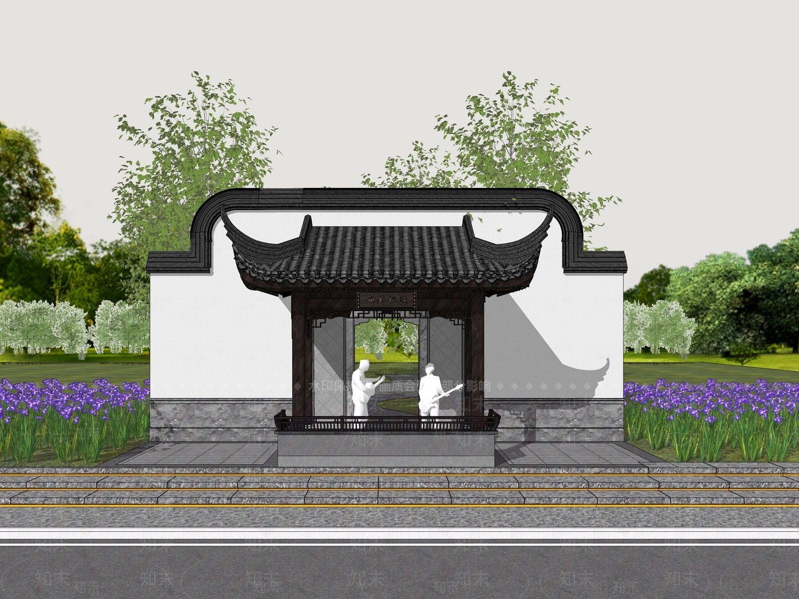 新中式亭子SU模型下载【ID:1190386878】