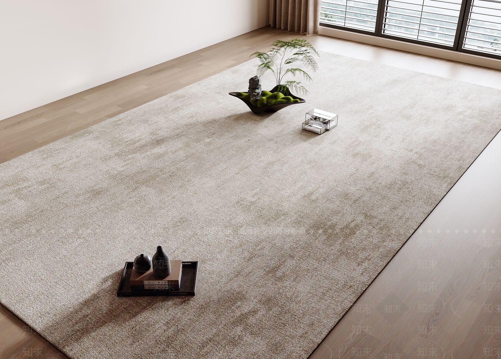 新中式中式地毯3D模型下载【ID:1190393659】