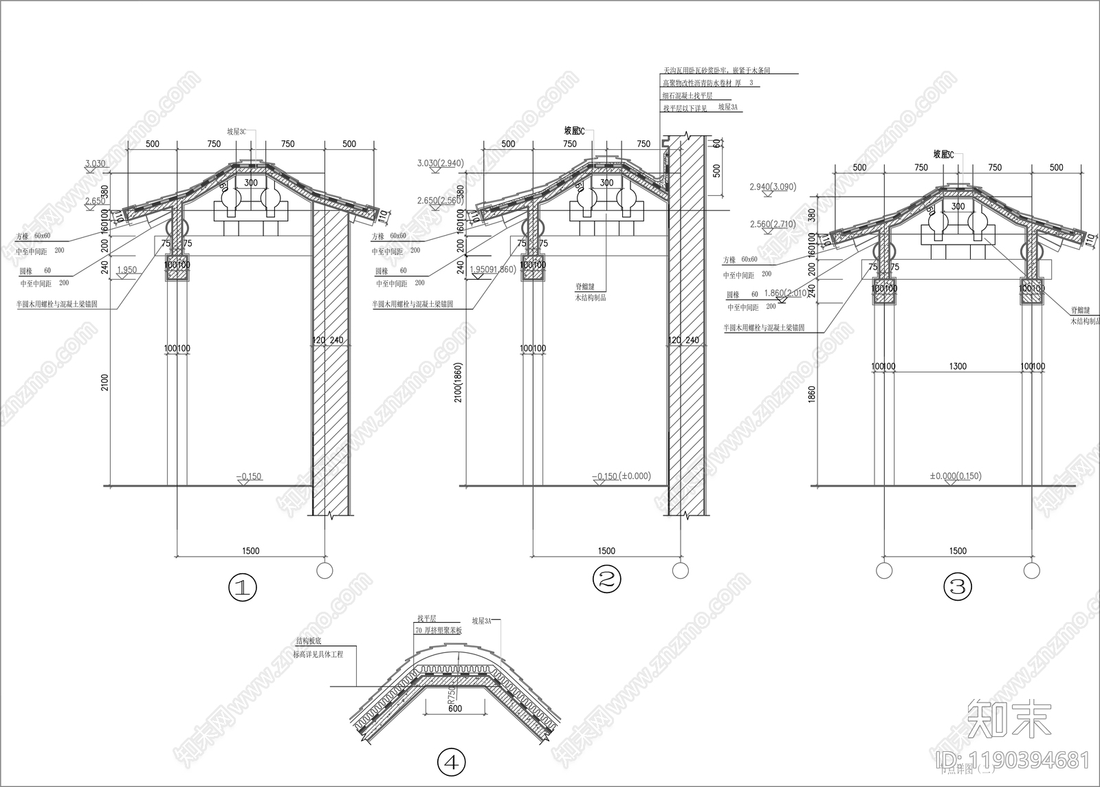 新中式行政机构建筑cad施工图下载【ID:1190394681】