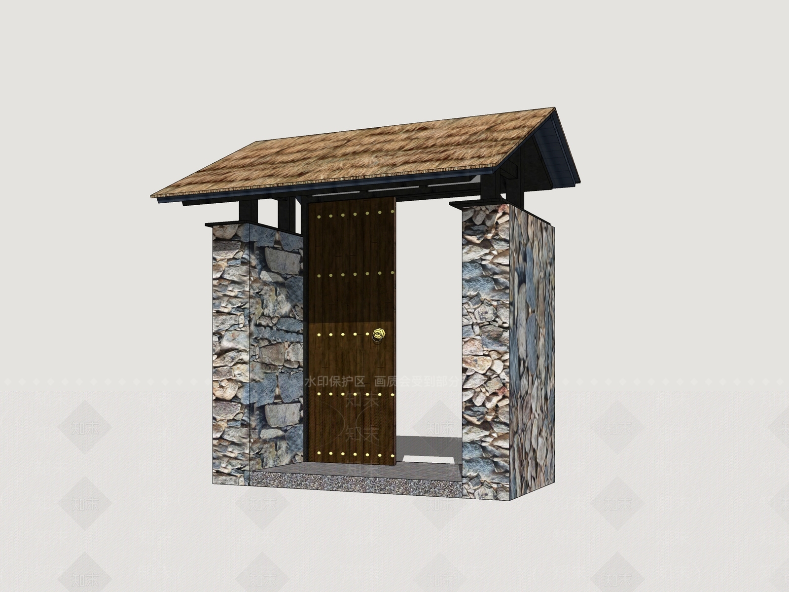 新中式中式庭院门SU模型下载【ID:1190403502】