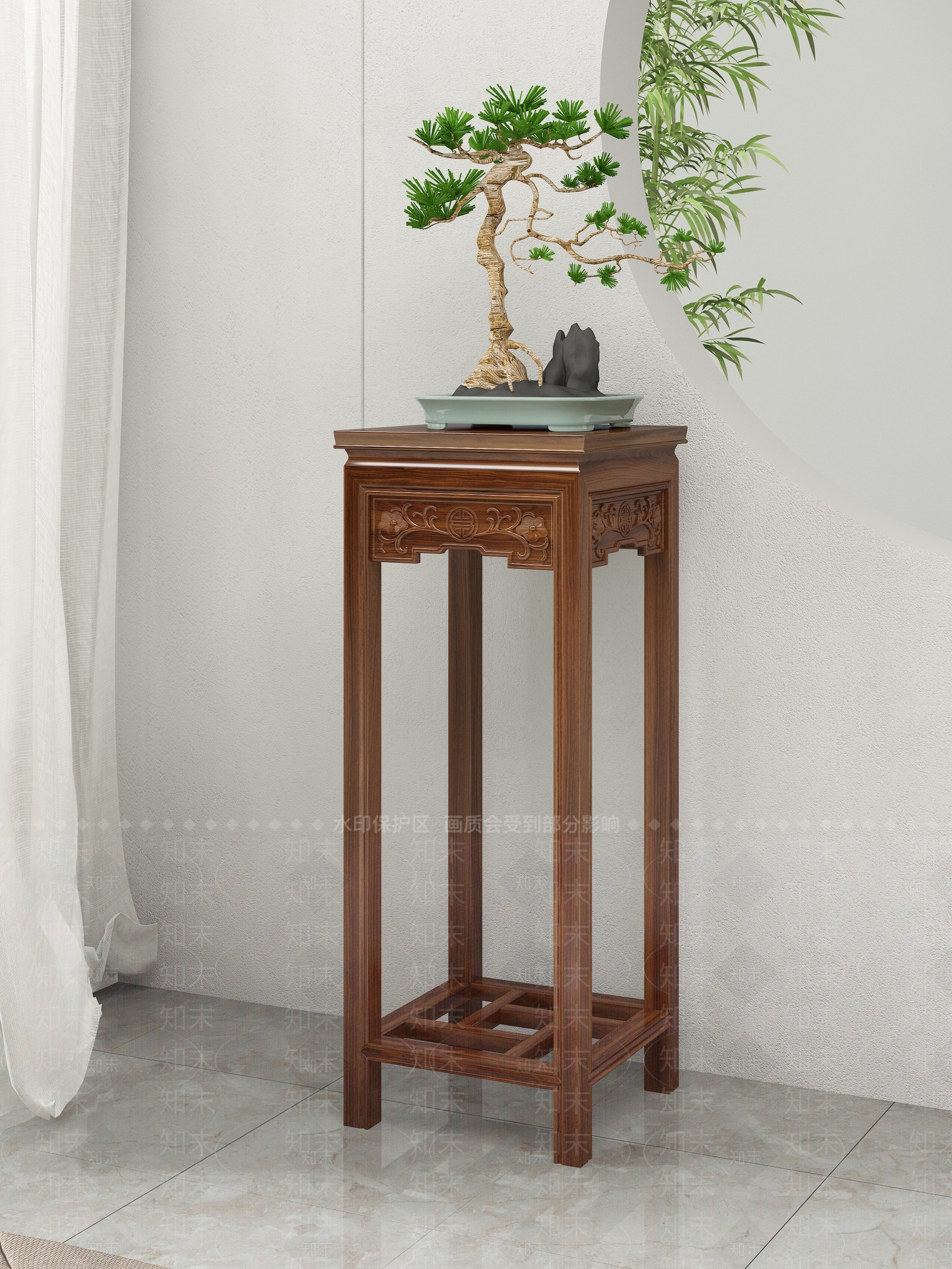 新中式中式花架3D模型下载【ID:1190406781】