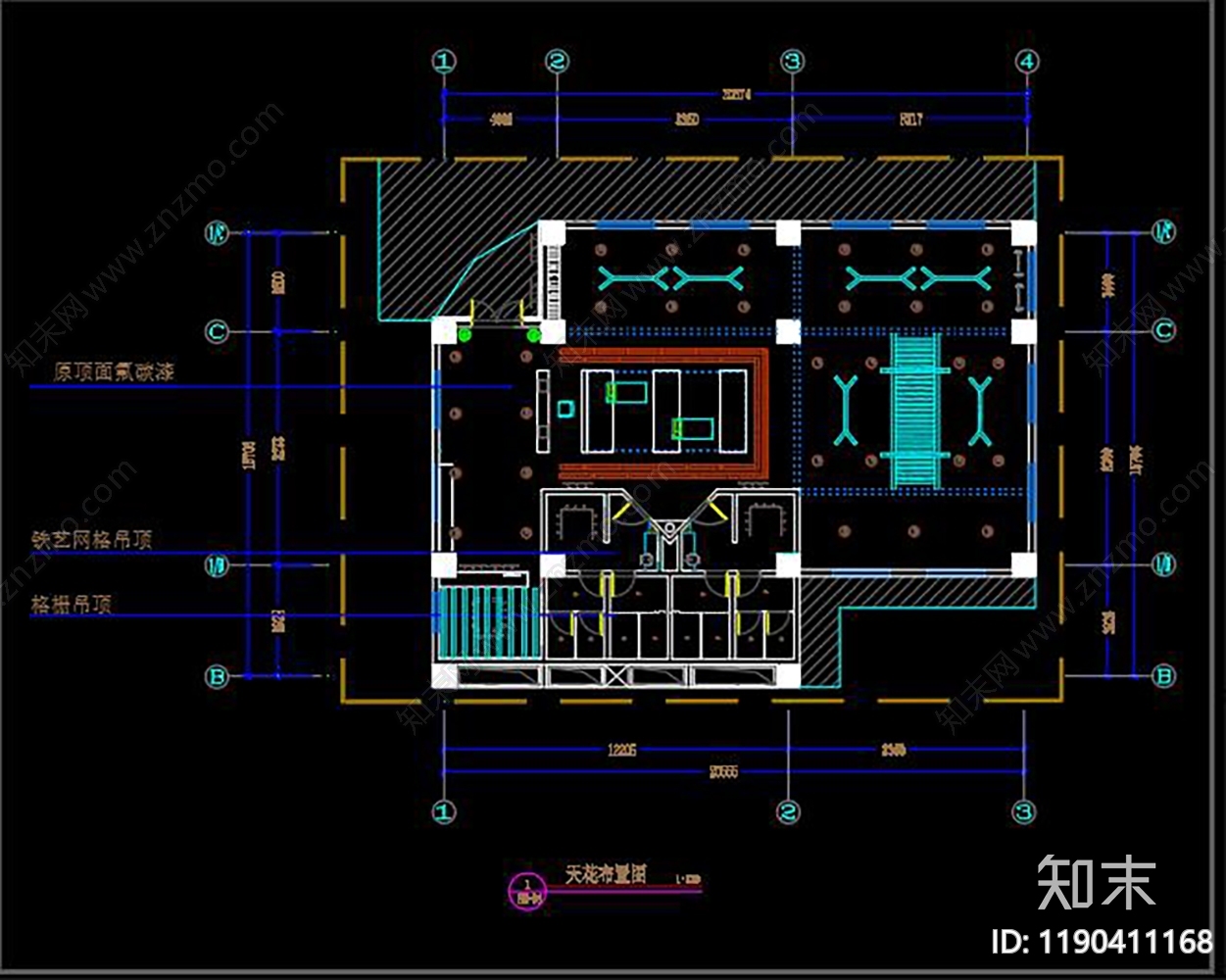 现代健身房cad施工图下载【ID:1190411168】