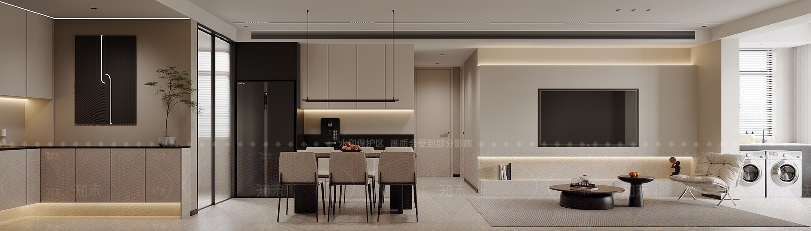 现代极简客餐厅3D模型下载【ID:1190409209】_知末3d模型网