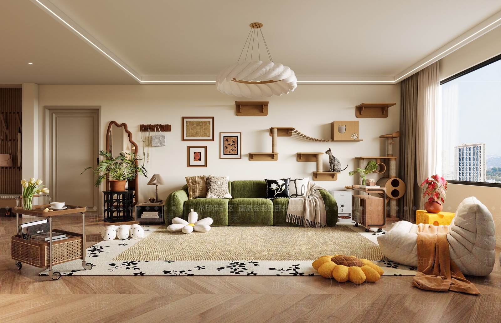 中古北欧家居客厅3D模型下载【ID:1190413840】