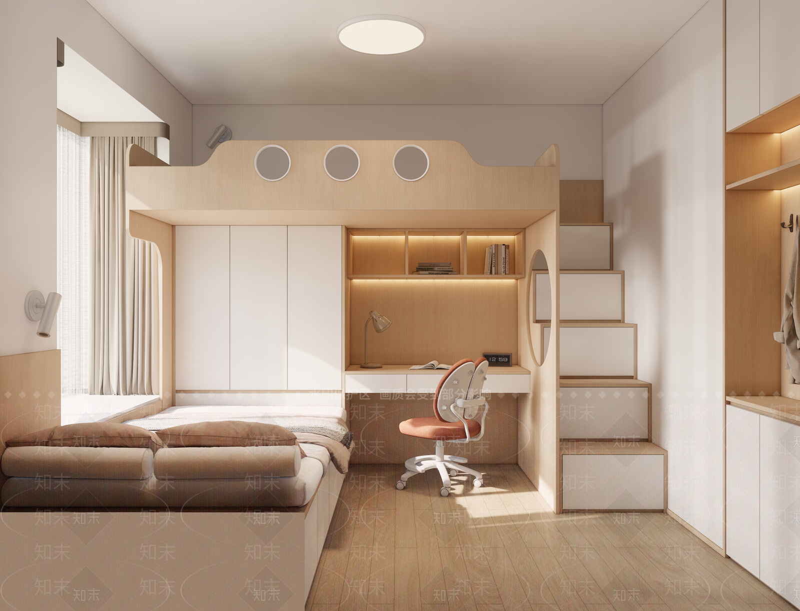 现代原木通用儿童房SU模型下载【ID:1190416434】