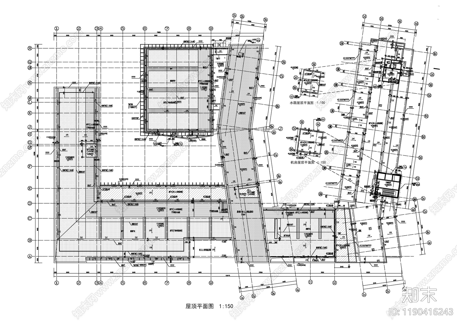 现代办公楼建筑cad施工图下载【ID:1190416243】