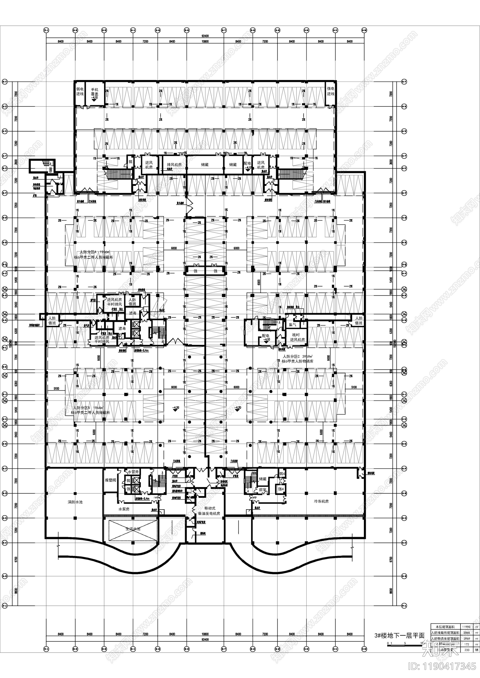 现代图书馆建筑cad施工图下载【ID:1190417345】