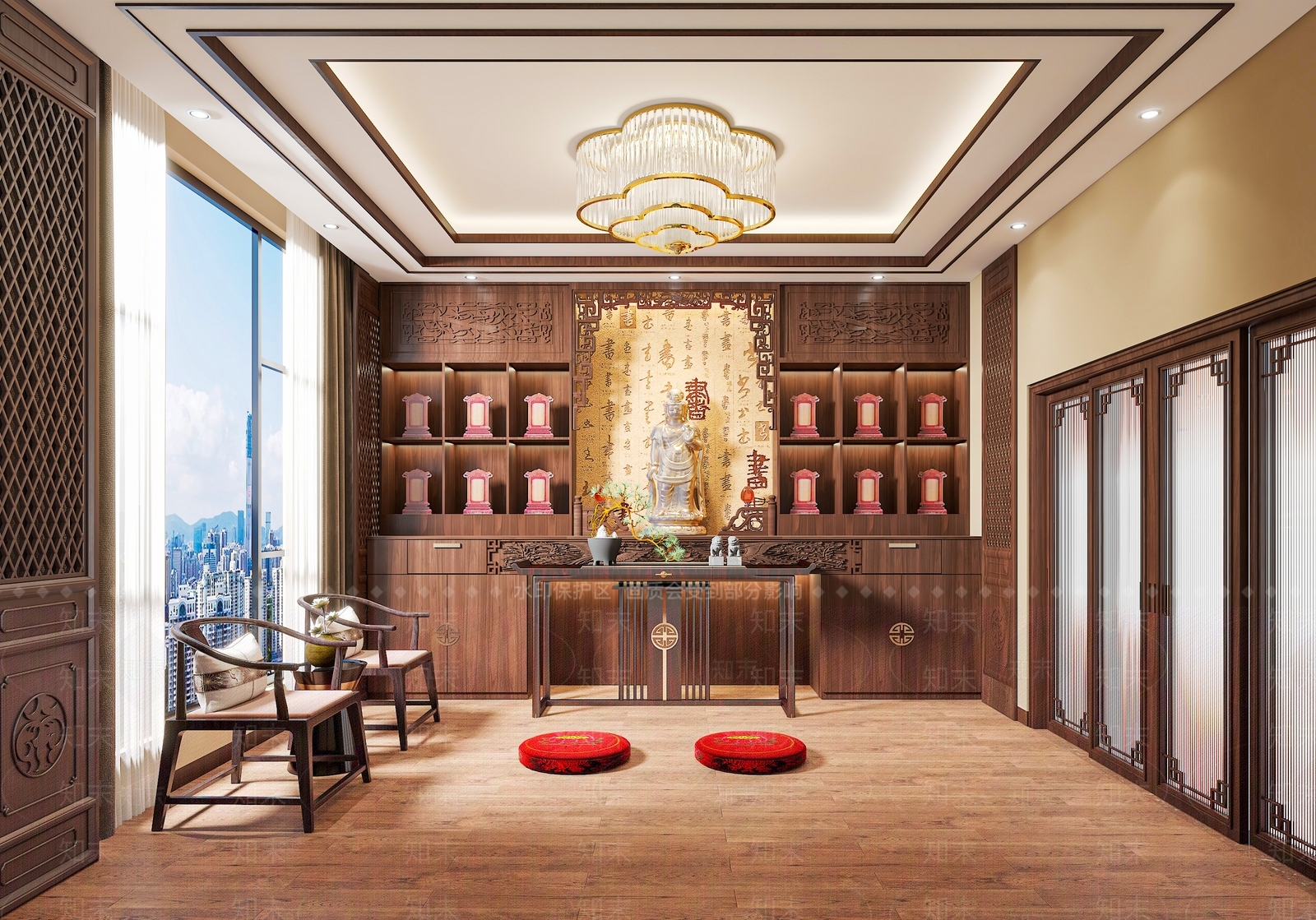 新中式中式佛堂3D模型下载【ID:1190419412】