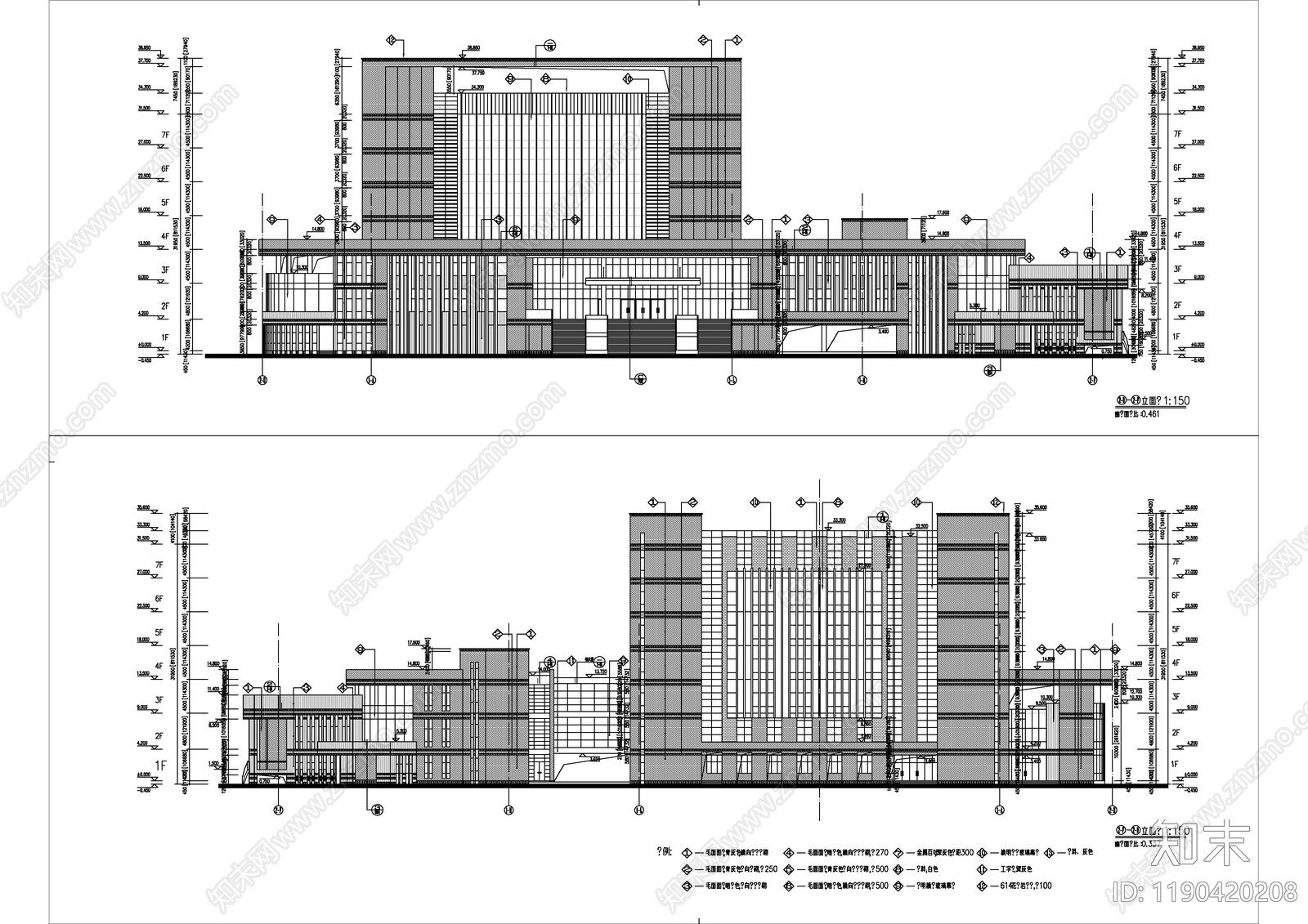 现代图书馆建筑cad施工图下载【ID:1190420208】