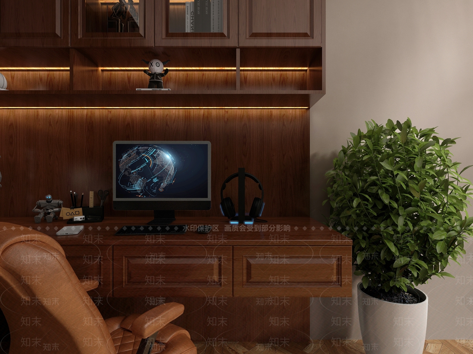美式复古书柜3D模型下载【ID:1190422182】