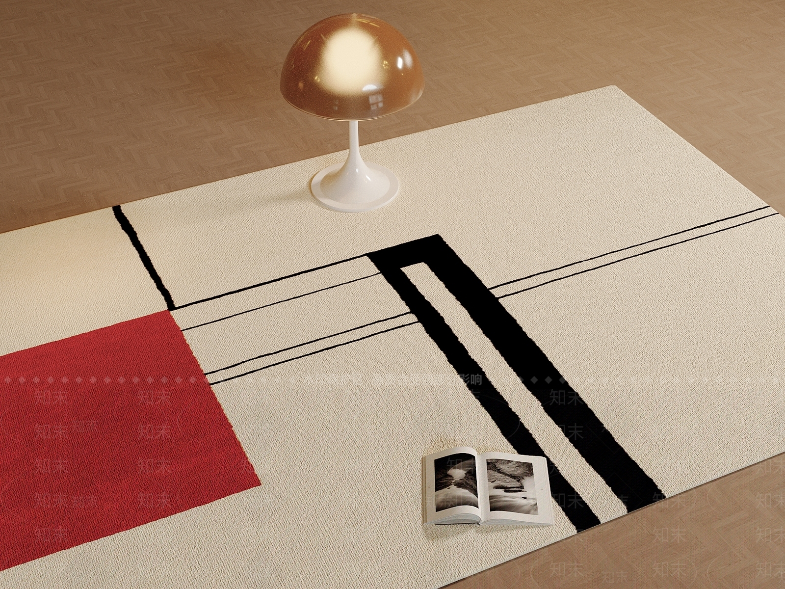 现代复古地毯3D模型下载【ID:1190422891】