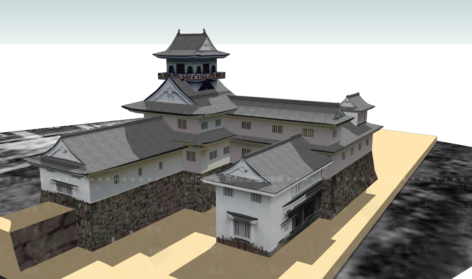 日式古建筑SU模型下载【ID:1190423651】