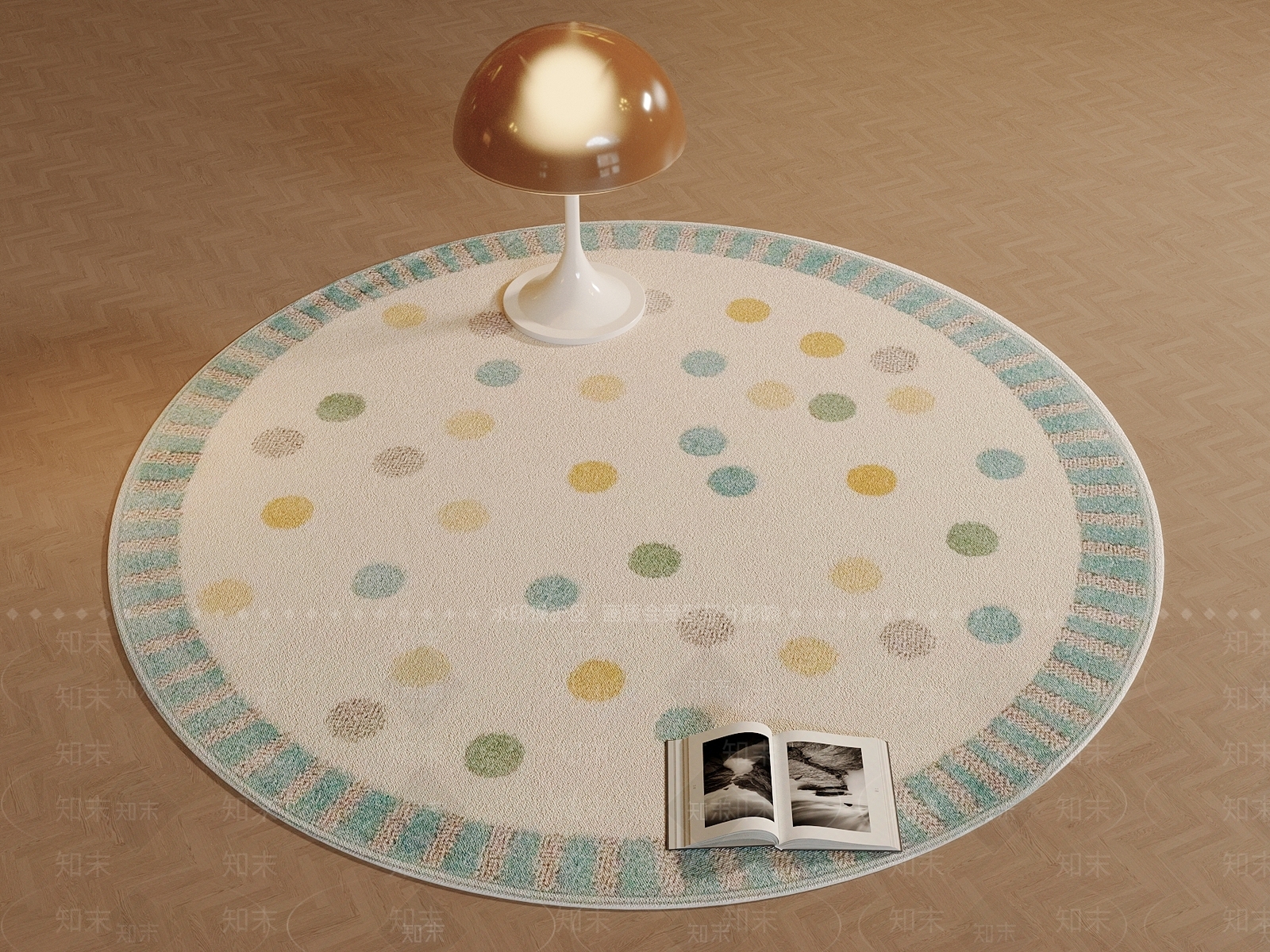 现代北欧圆形地毯SU模型下载【ID:1190424220】
