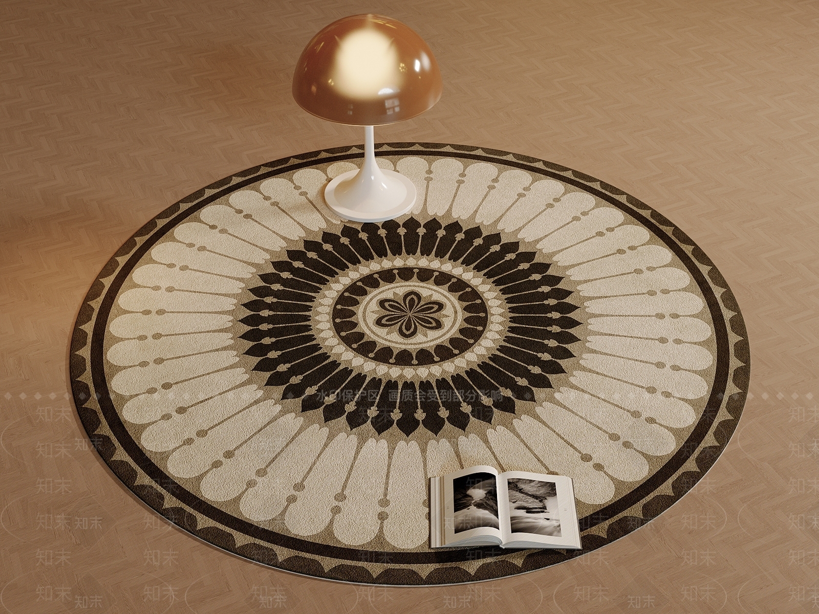 现代中古圆形地毯SU模型下载【ID:1190425867】