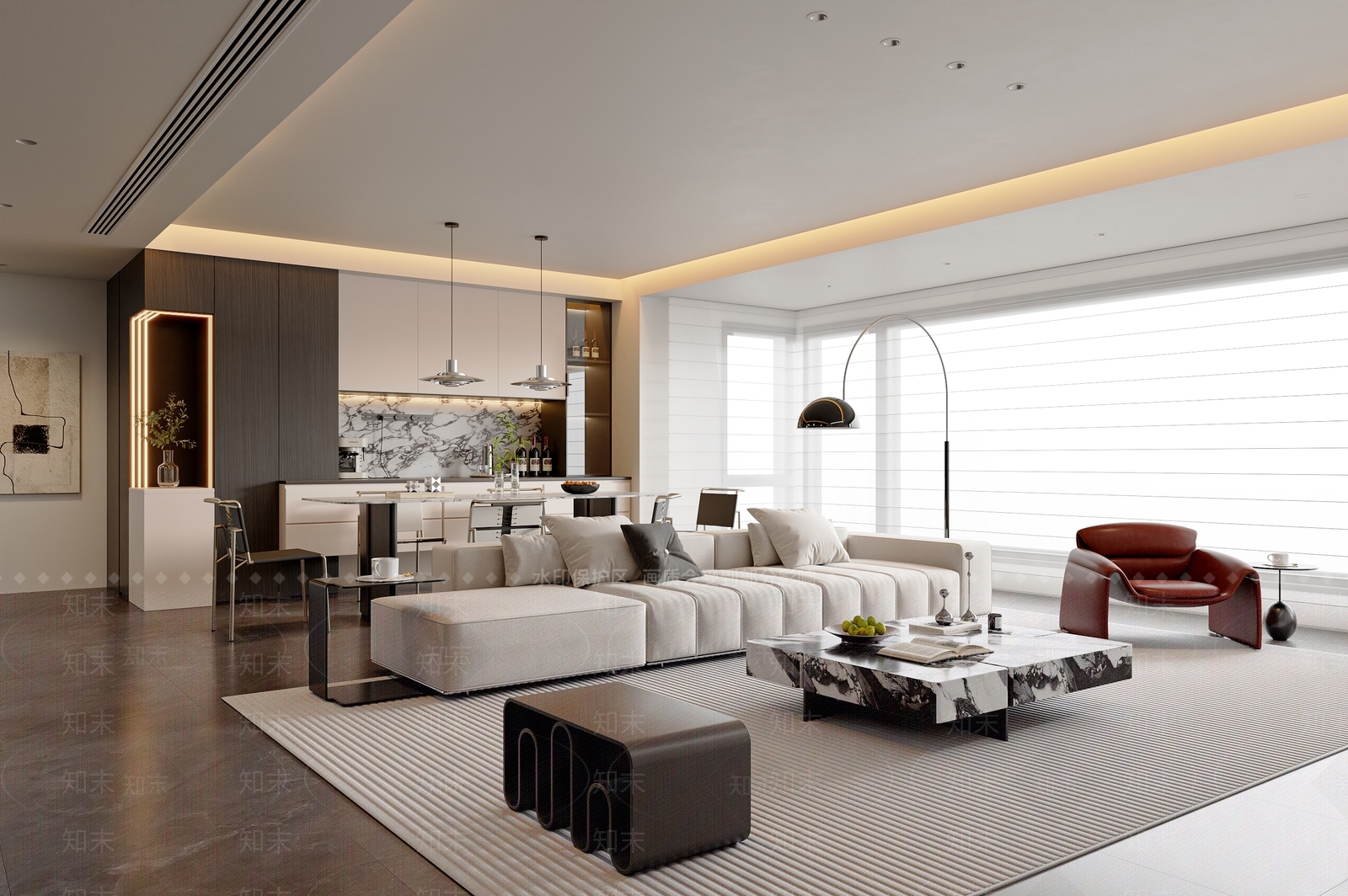 现代简约客餐厅3D模型下载【ID:1190428907】