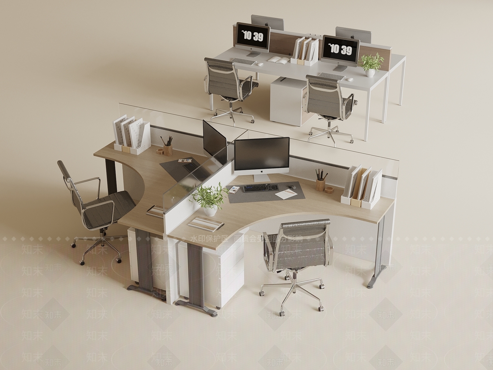 现代办公桌椅3D模型下载【ID:1190428313】