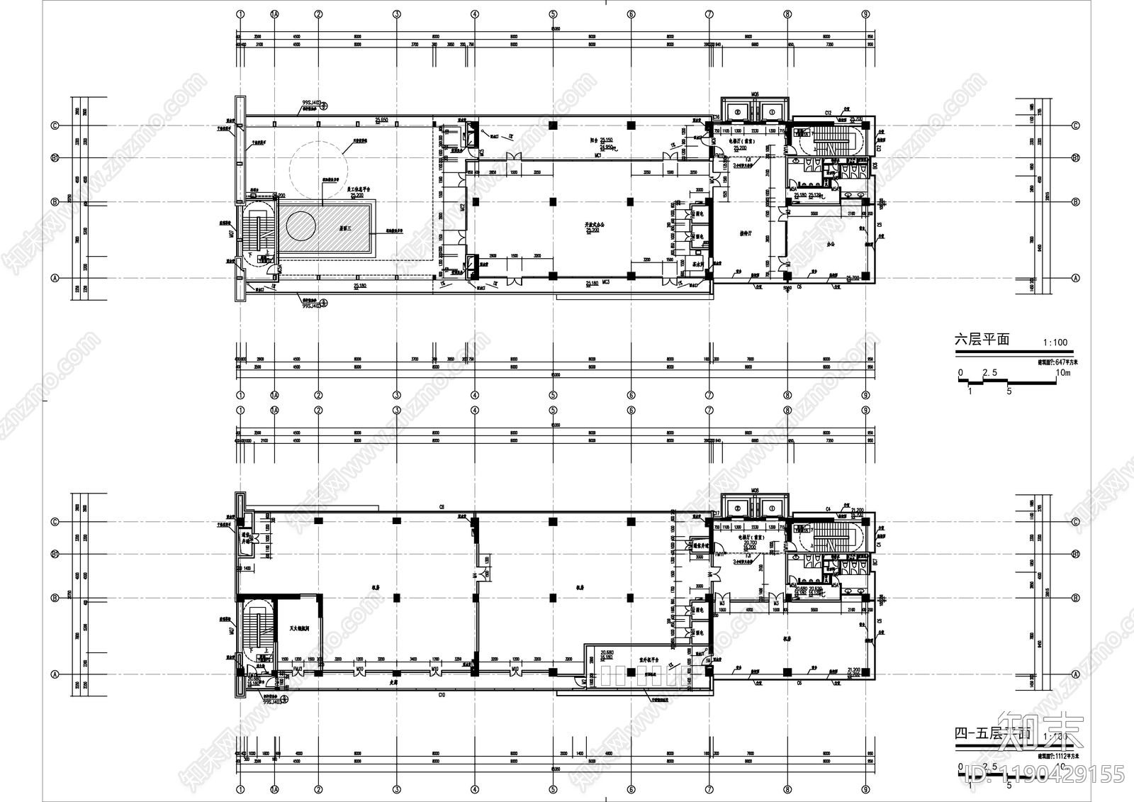 现代办公楼建筑cad施工图下载【ID:1190429155】
