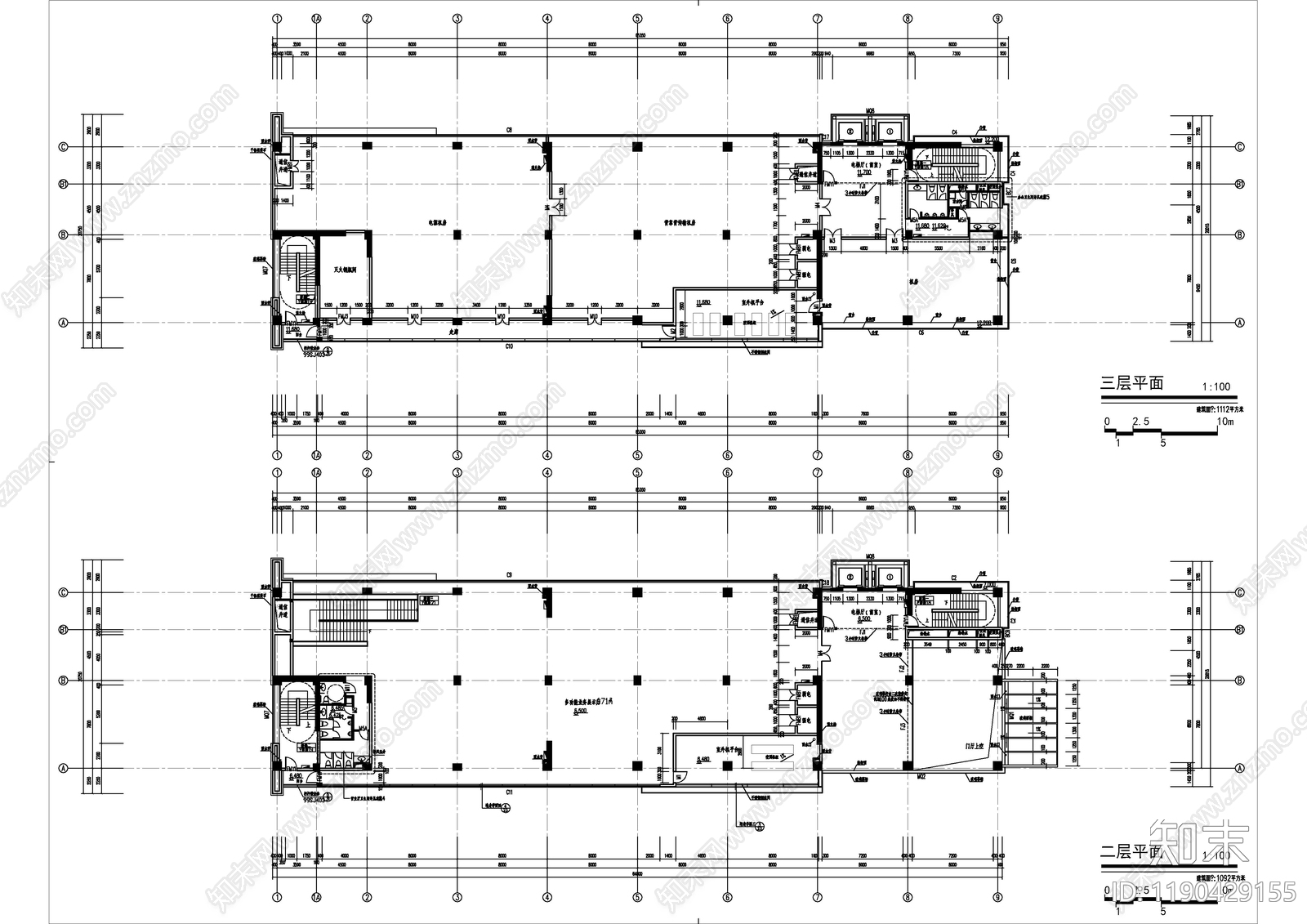 现代办公楼建筑cad施工图下载【ID:1190429155】