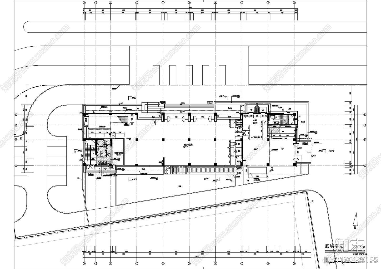 现代办公楼建筑cad施工图下载【ID:1190429155】