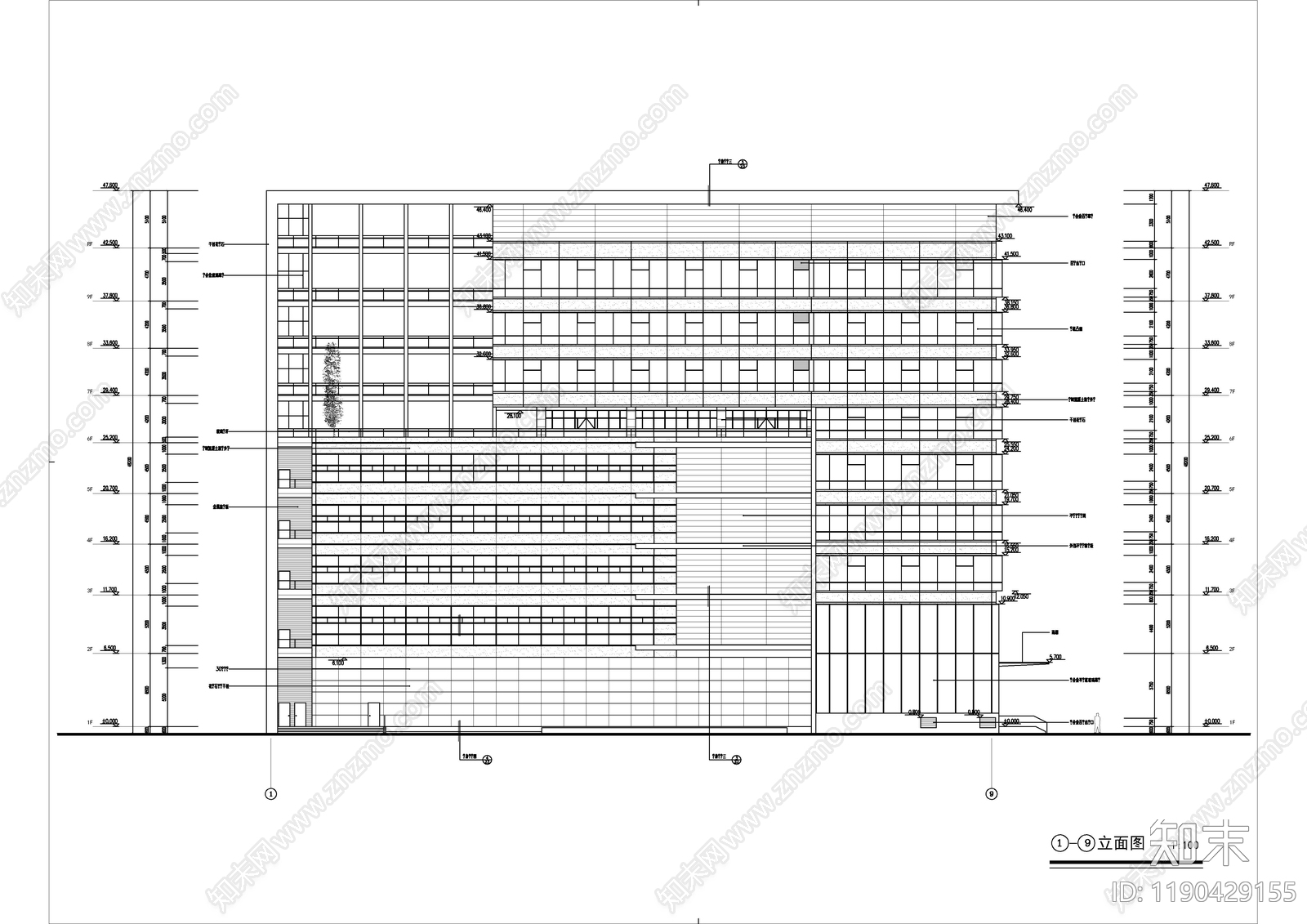 现代办公楼建筑cad施工图下载【ID:1190429155】