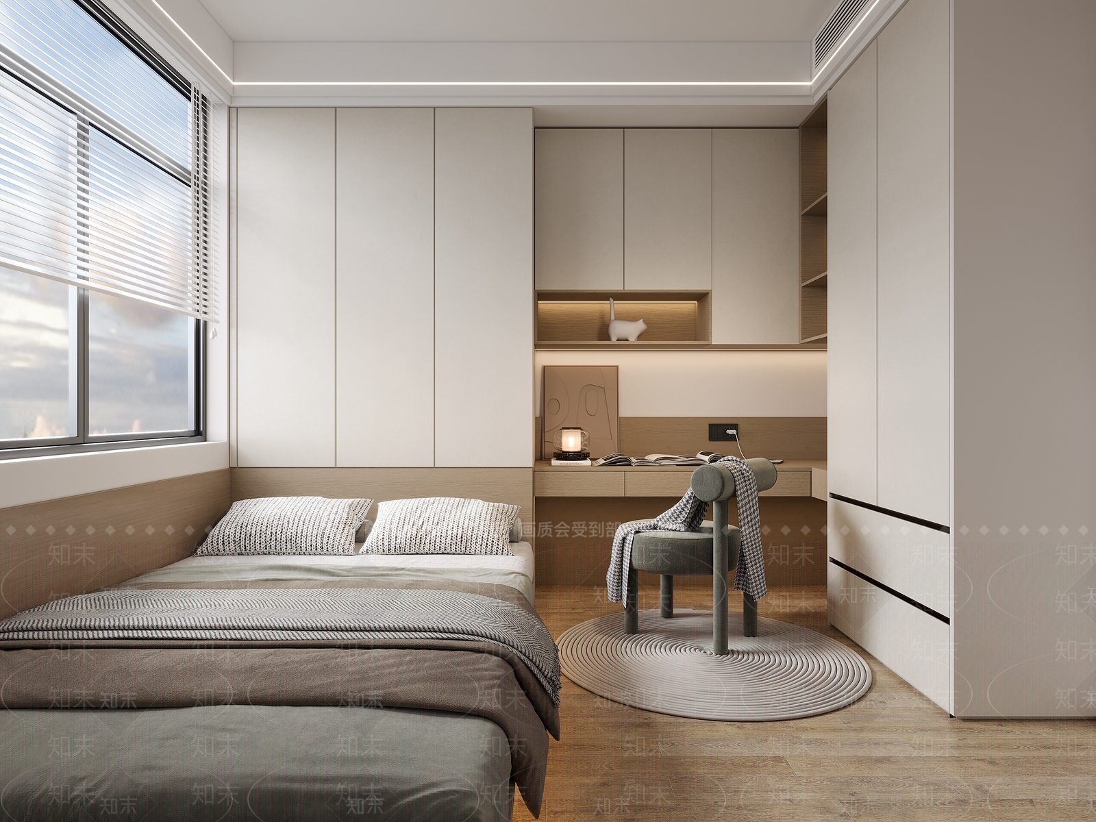 原木日式榻榻米卧室3D模型下载【ID:1190430087】