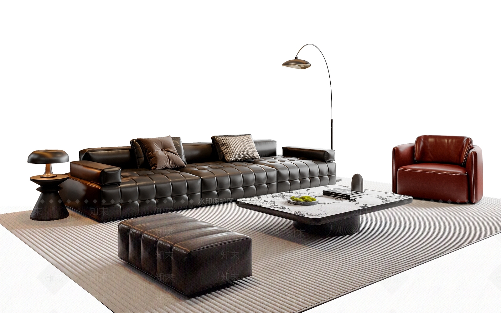 现代简约沙发组合SU模型下载【ID:1190433082】