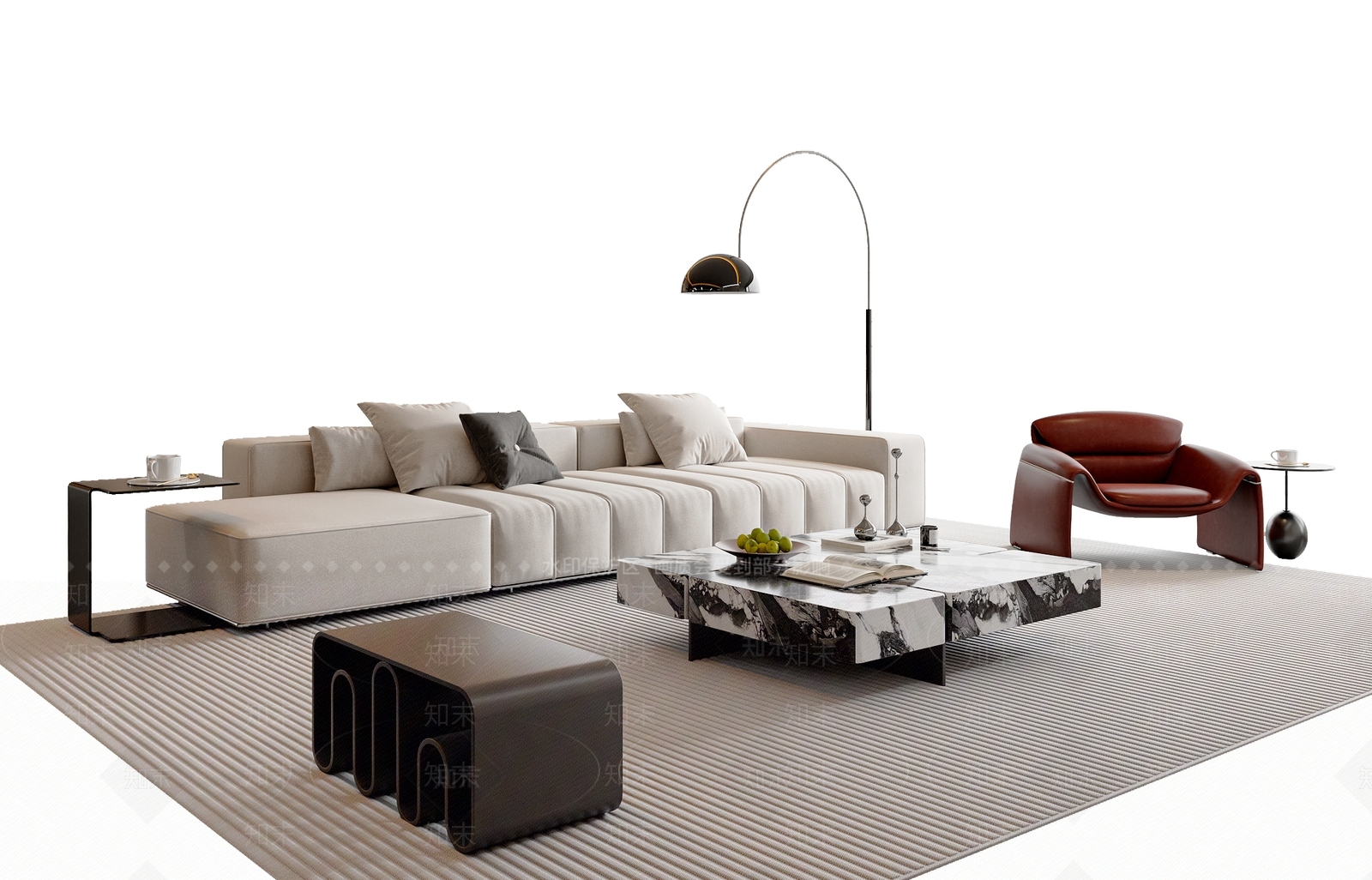 现代简约沙发组合SU模型下载【ID:1190433190】