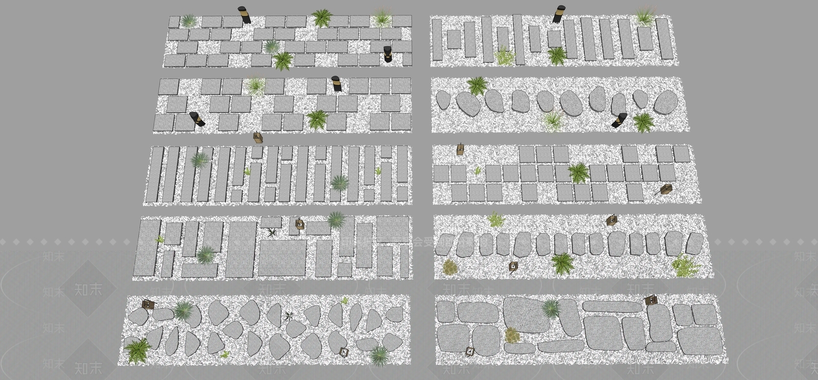 新中式园路SU模型下载【ID:1190433216】