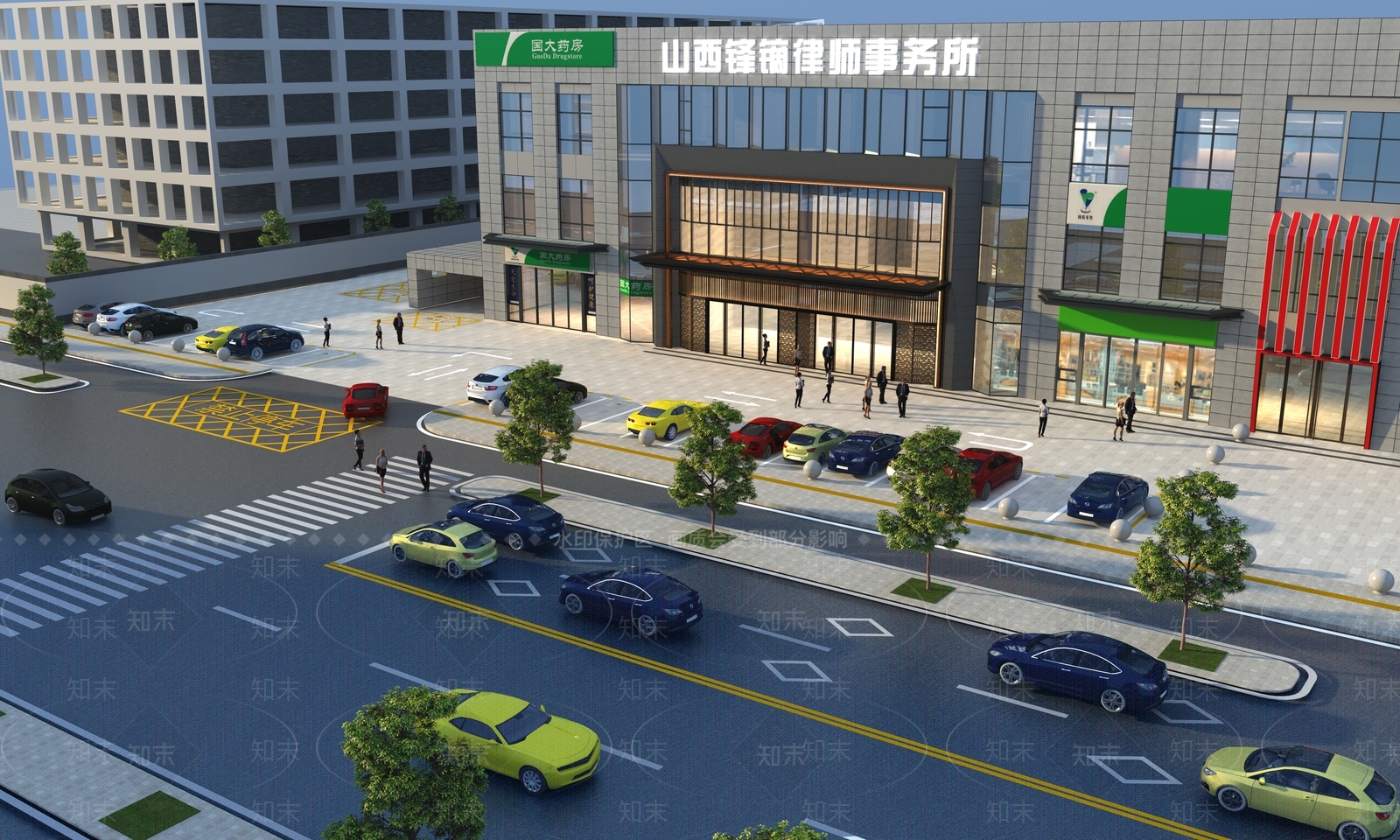 现代户外停车场3D模型下载【ID:1190435449】