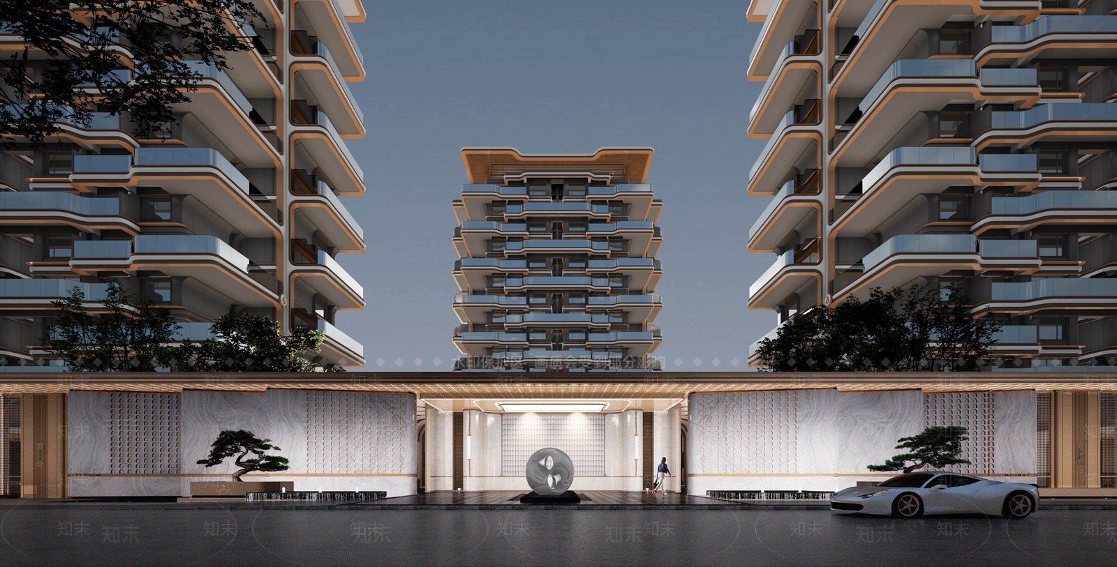 现代小区建筑SU模型下载【ID:1190443850】