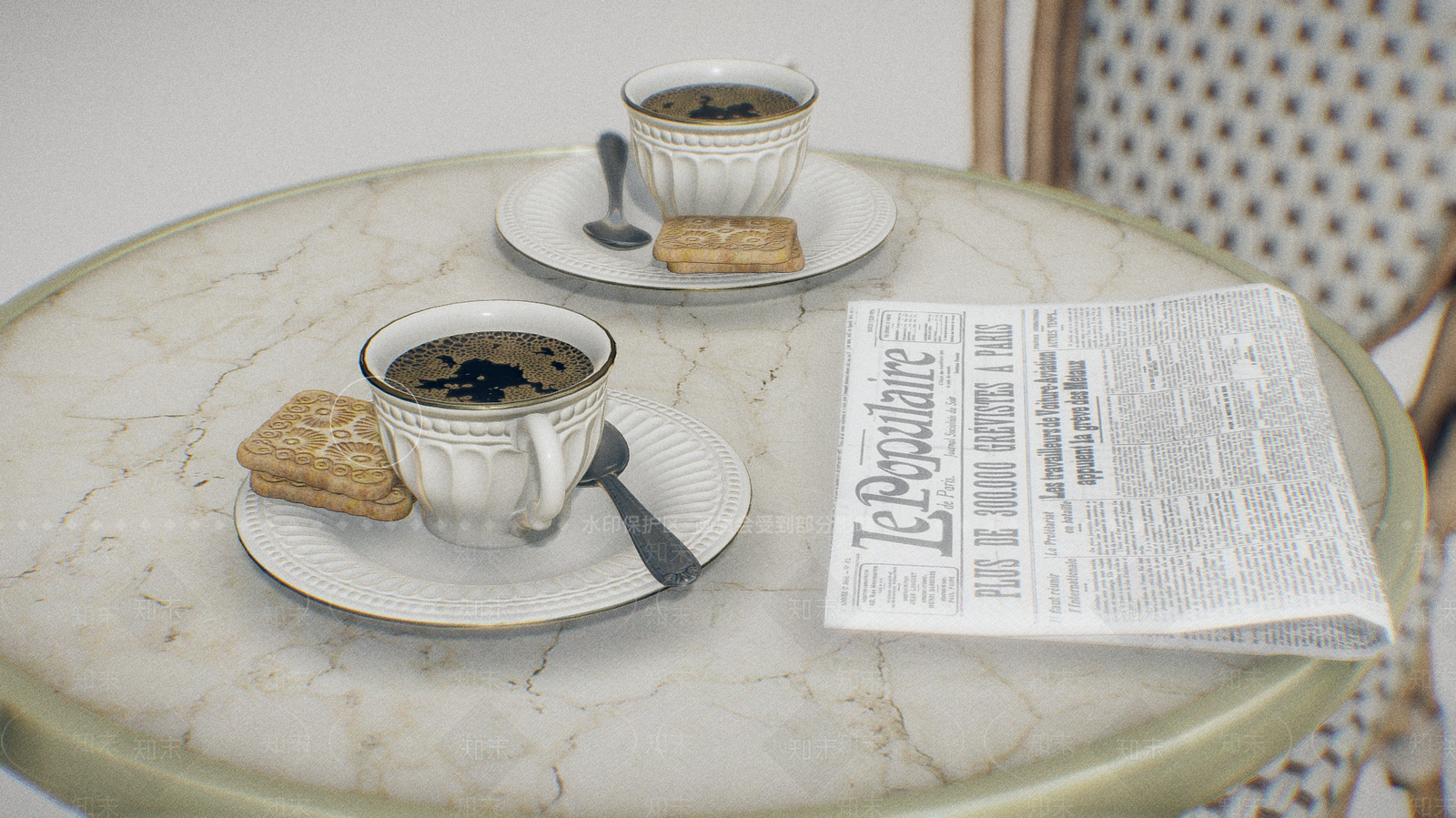 现代茶桌椅3D模型下载【ID:1190444312】