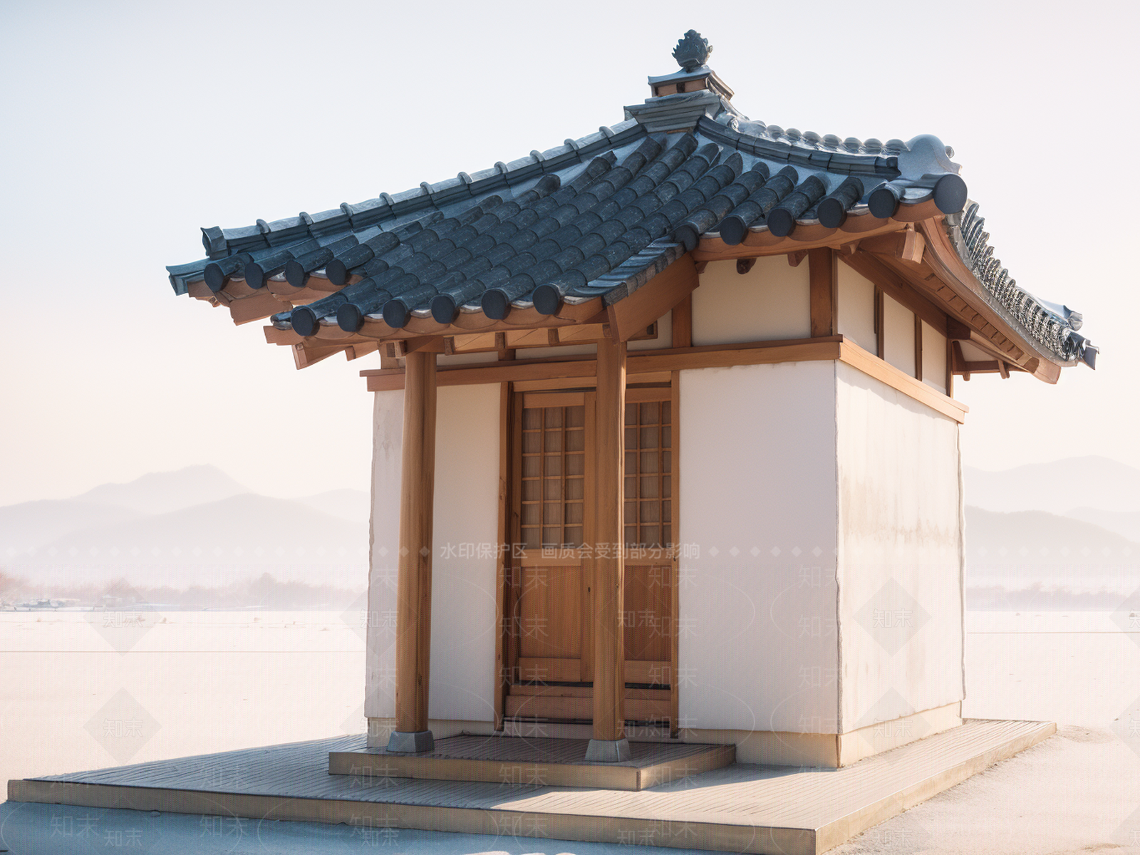 中式现代古建筑SU模型下载【ID:1190449442】