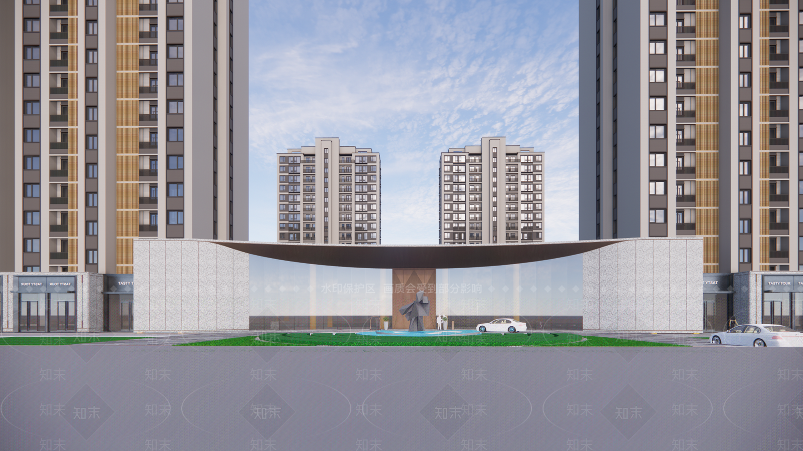 现代小区建筑SU模型下载【ID:1190450067】
