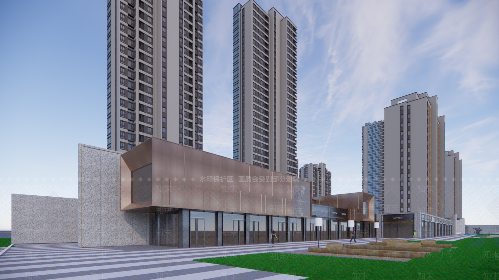 现代小区建筑SU模型下载【ID:1190450067】