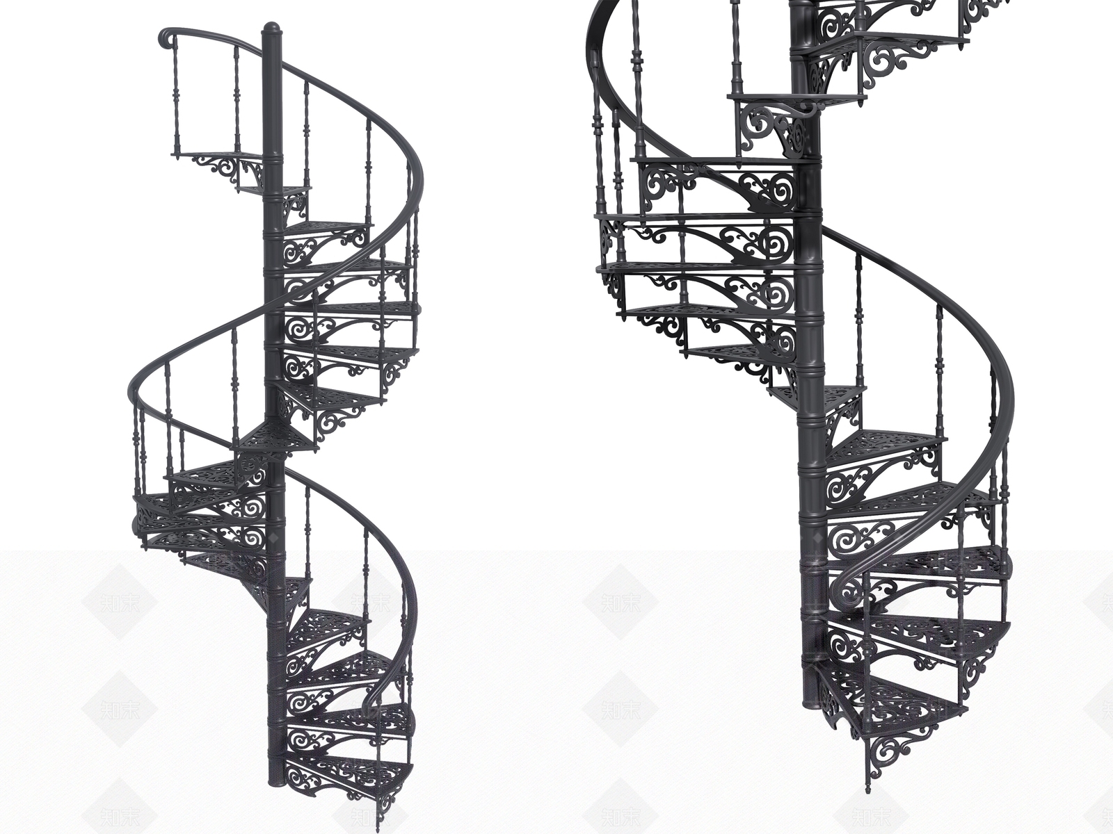 复古欧式旋转楼梯SU模型下载【ID:1190464362】