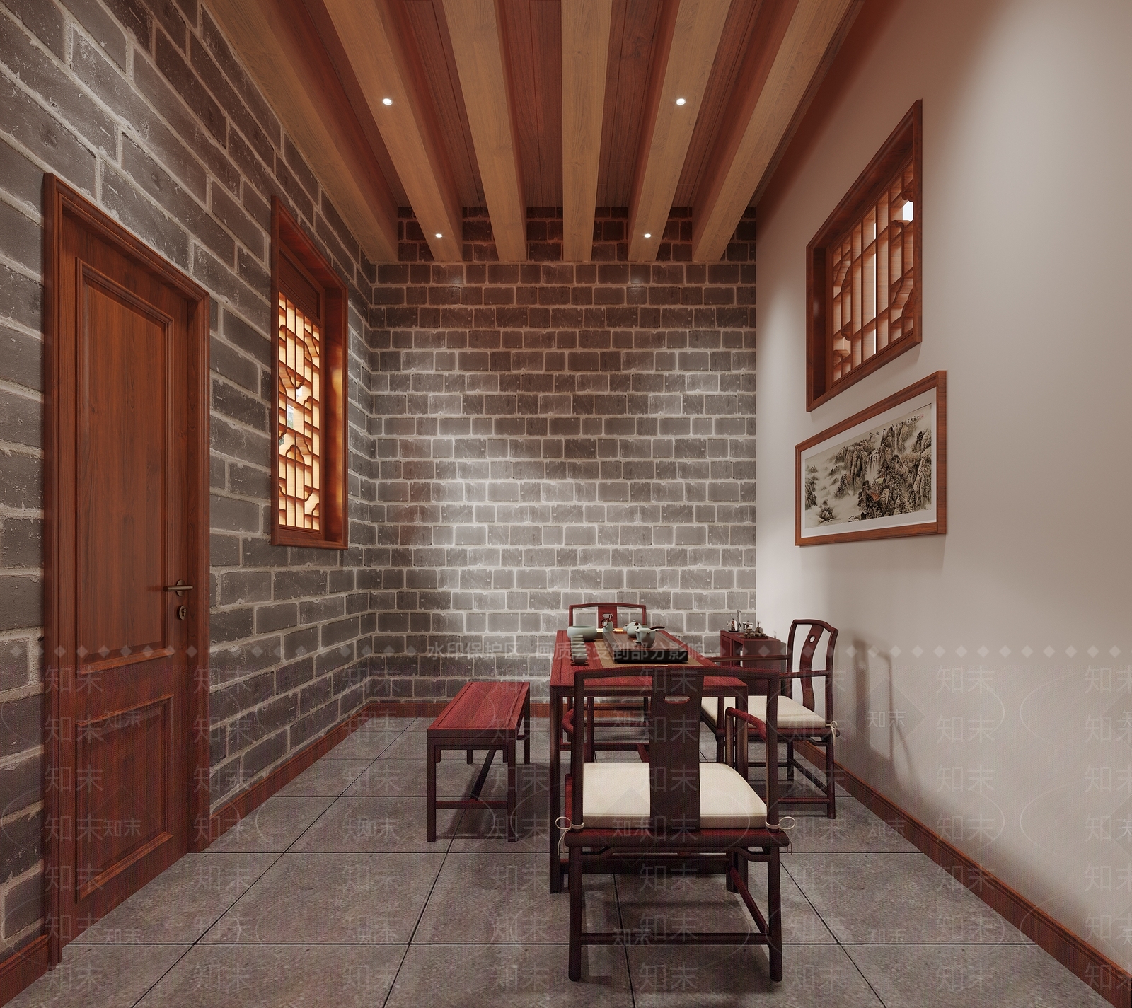 新中式茶室3D模型下载【ID:1190467255】