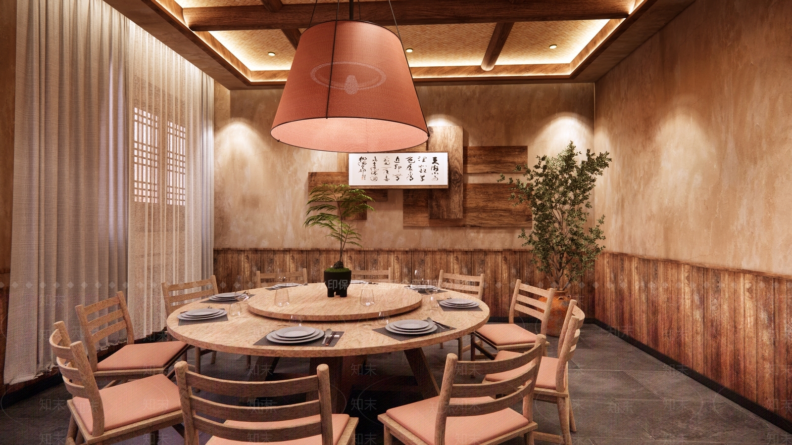 新中式侘寂火锅店SU模型下载【ID:1190468564】