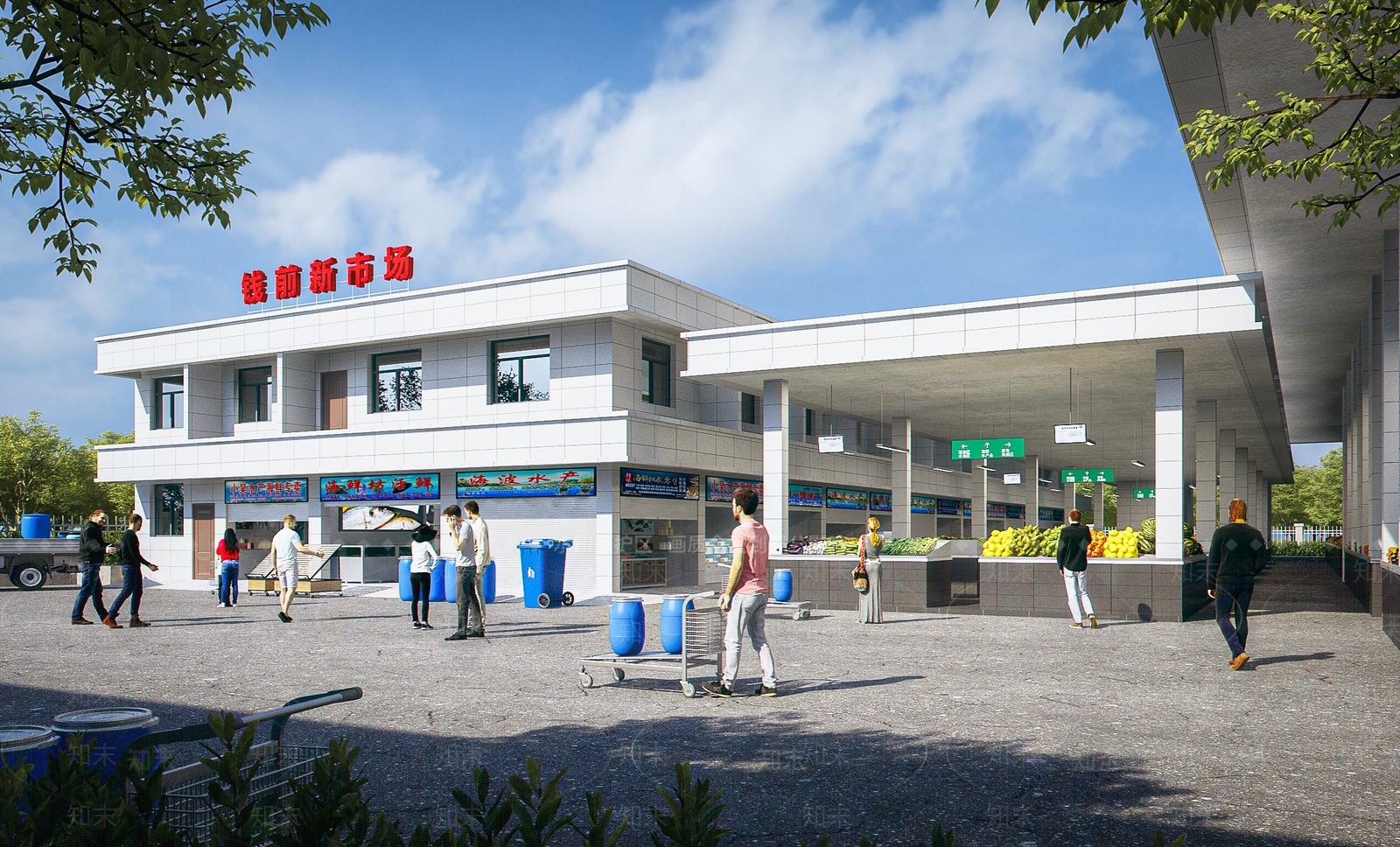 现代商业街3D模型下载【ID:1190469822】