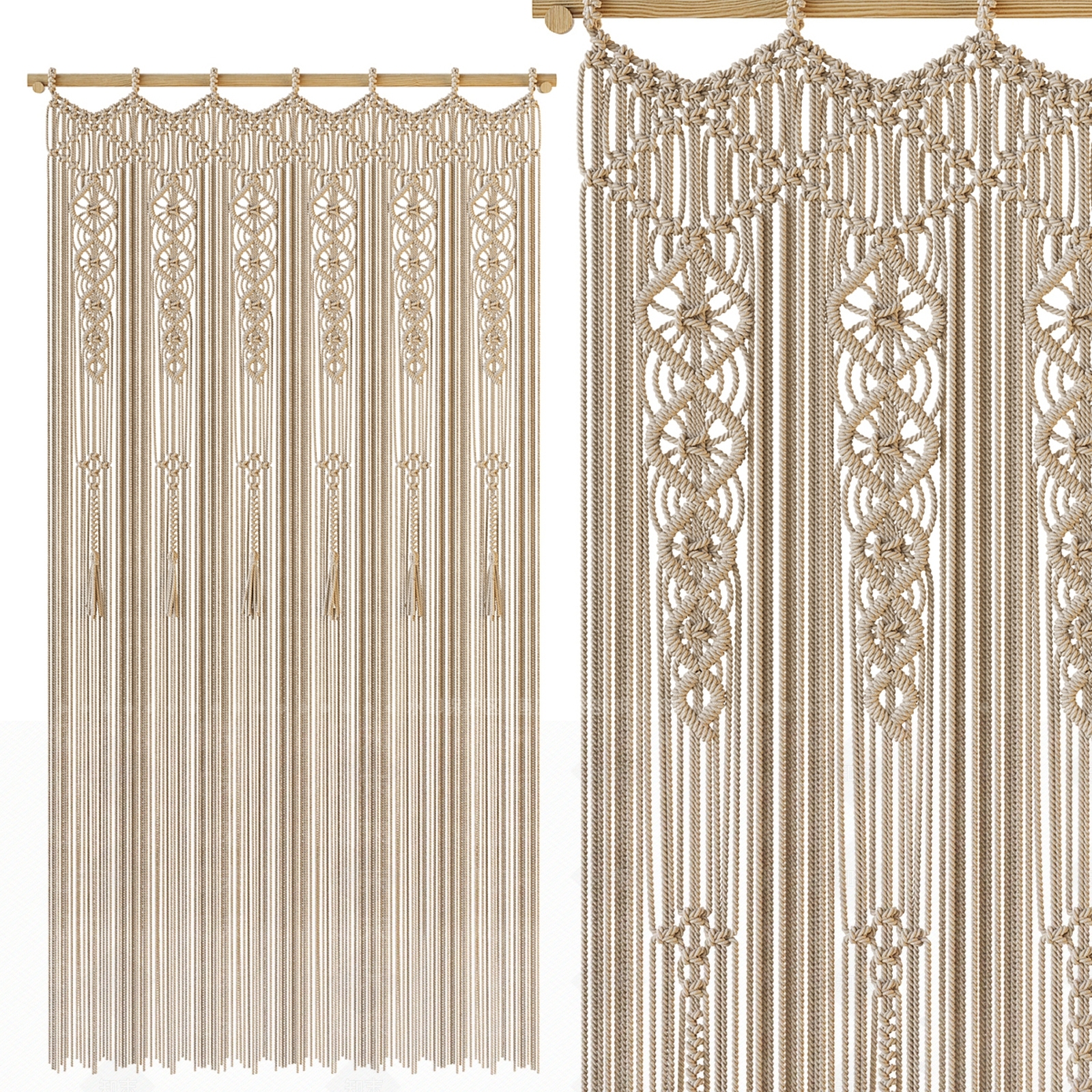 新中式侘寂门帘3D模型下载【ID:1190471448】