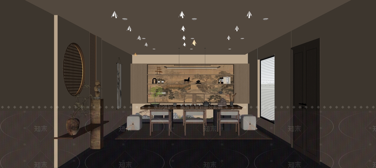 中式茶餐厅SU模型下载【ID:1190472319】