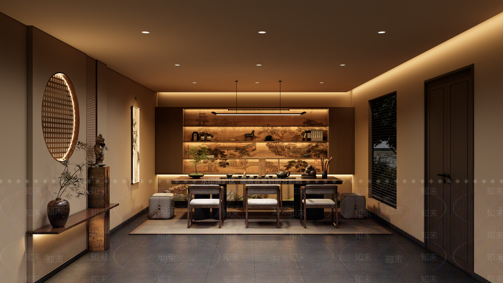 中式茶餐厅SU模型下载【ID:1190472319】