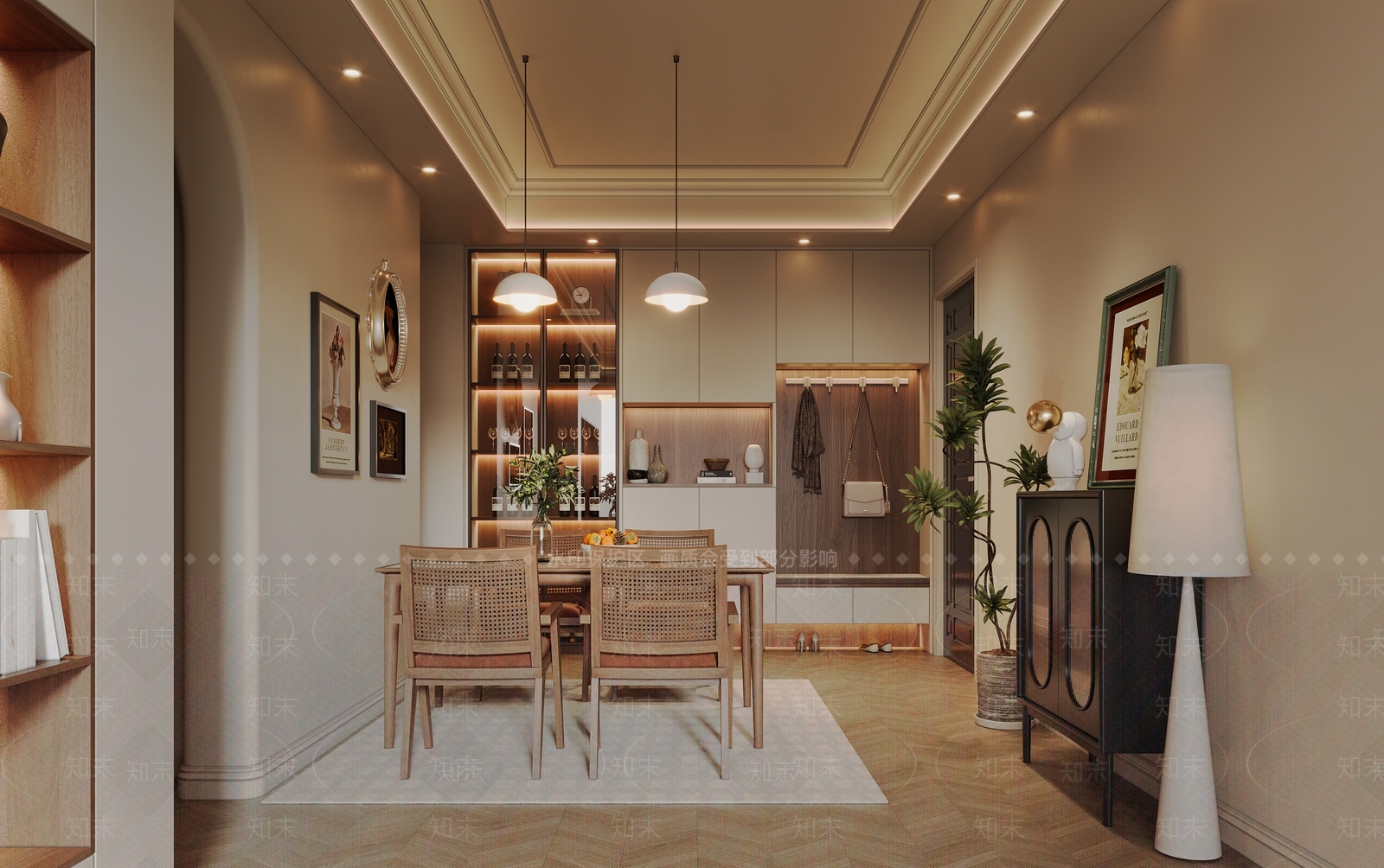 现代北欧家居餐厅3D模型下载【ID:1190474912】