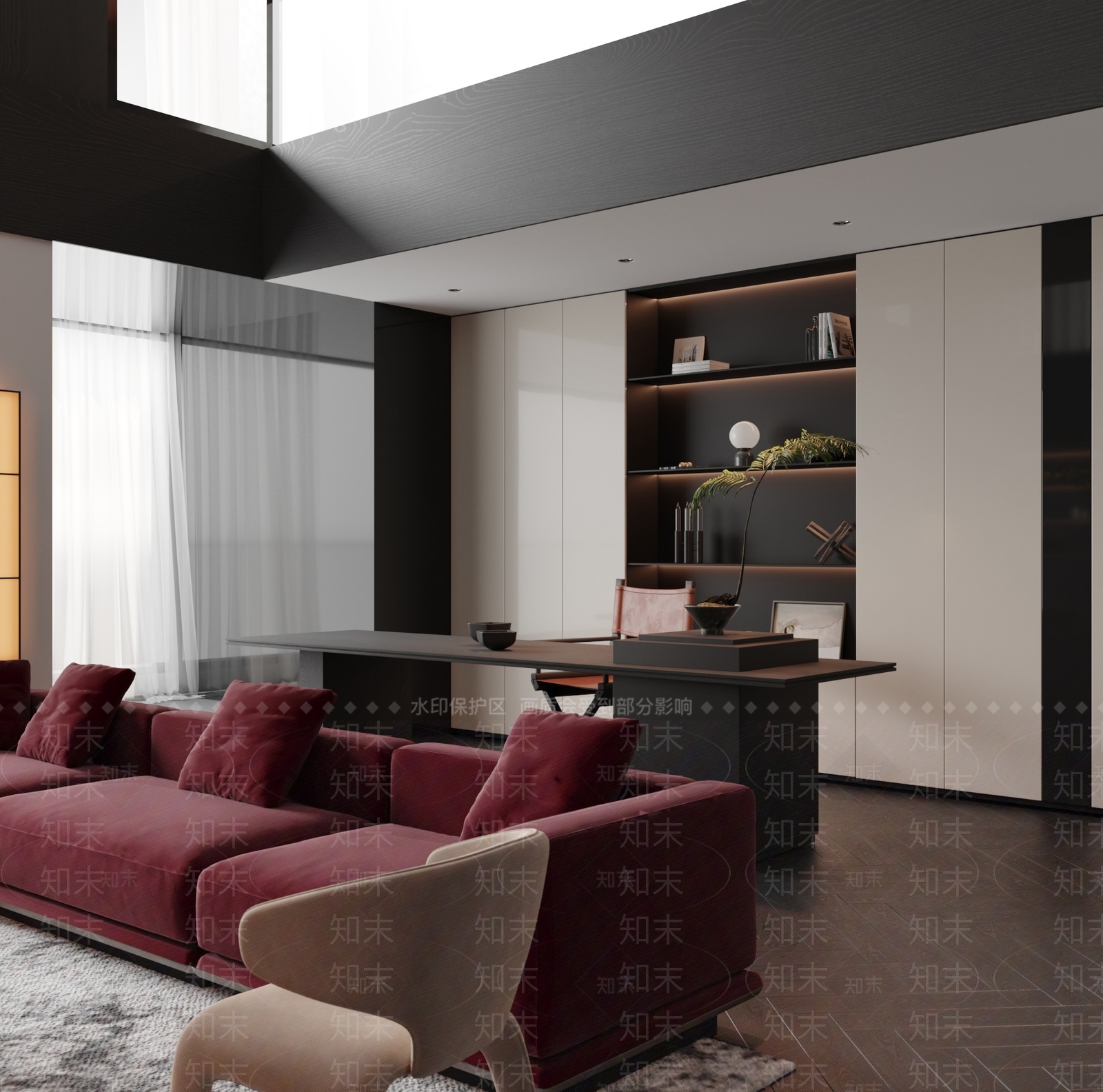 嵌入式书柜书房3D模型下载【ID:1227522216】